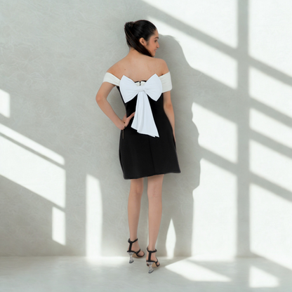 Chic bow padded dress