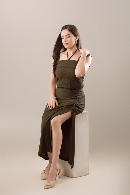 Blouse and slit skirt Co-ord set