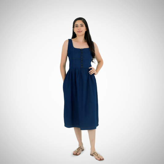 Buttoned Denim Dress