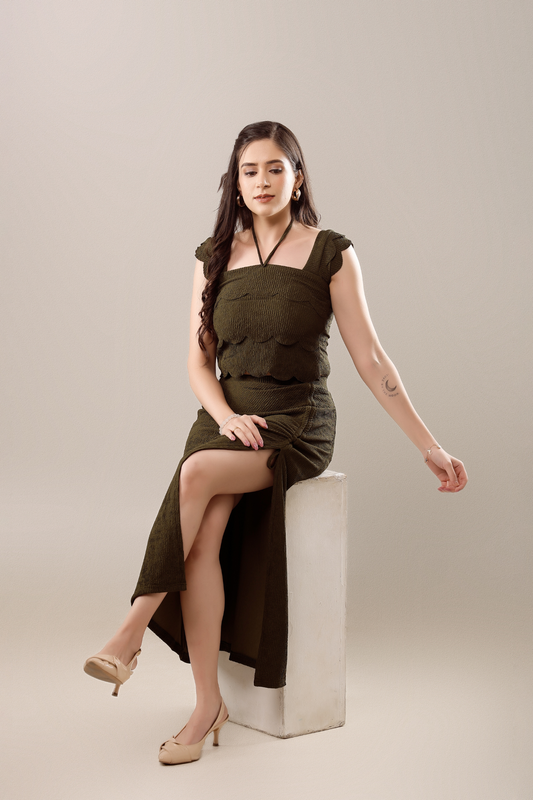 Blouse and slit skirt Co-ord set