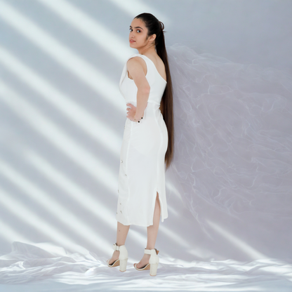 Ivory Jewel One-Shoulder Dress