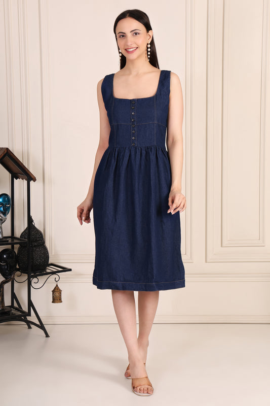 Buttoned Denim Dress