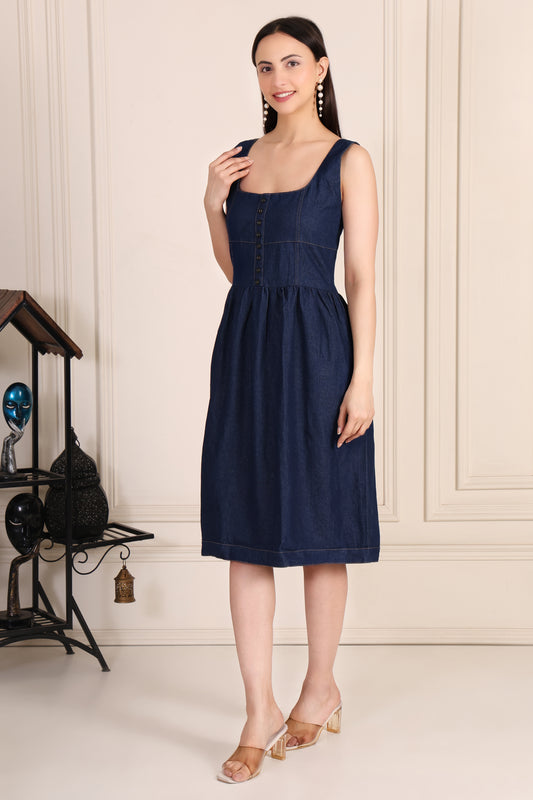 Buttoned Denim Dress