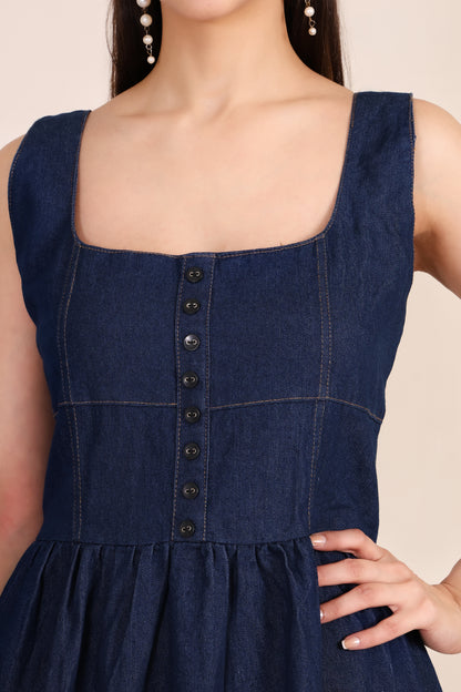 Buttoned Denim Dress