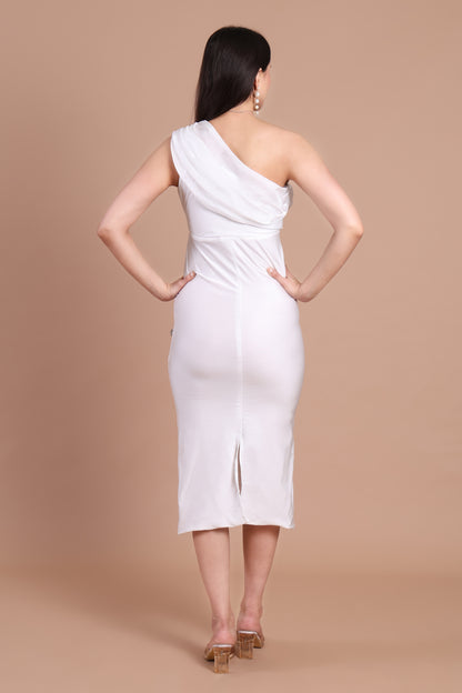 Ivory Jewel One-Shoulder Dress