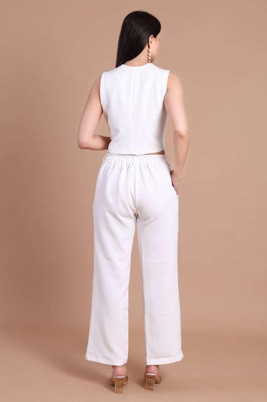 White Waistcoat With Pant Co-ord