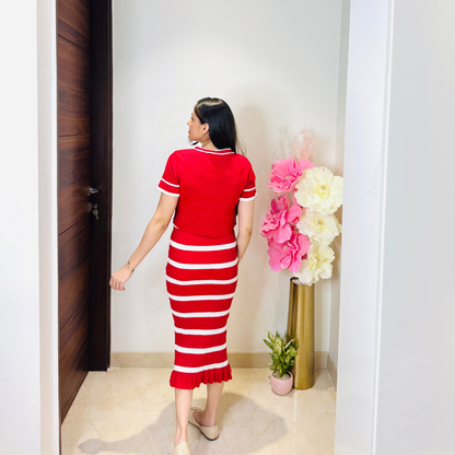 Modern Striped Two Piece Dress