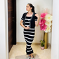 Modern Striped Two Piece Dress