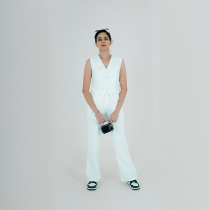 White Waistcoat With Pant Co-ord