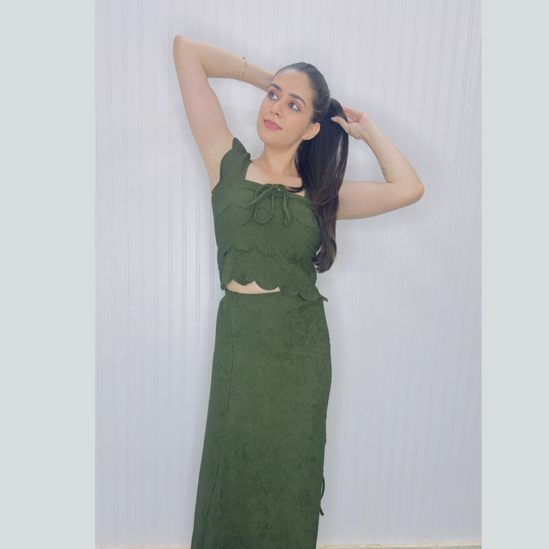 Blouse and slit skirt Co-ord set