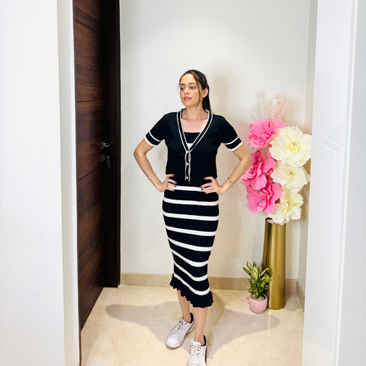 Modern Striped Two Piece Dress