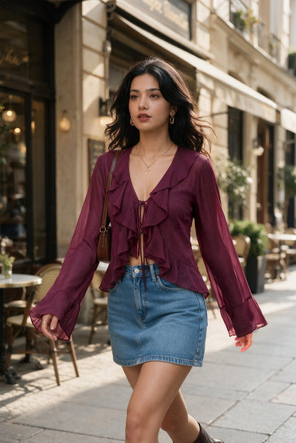 Sheer Ruffle Top